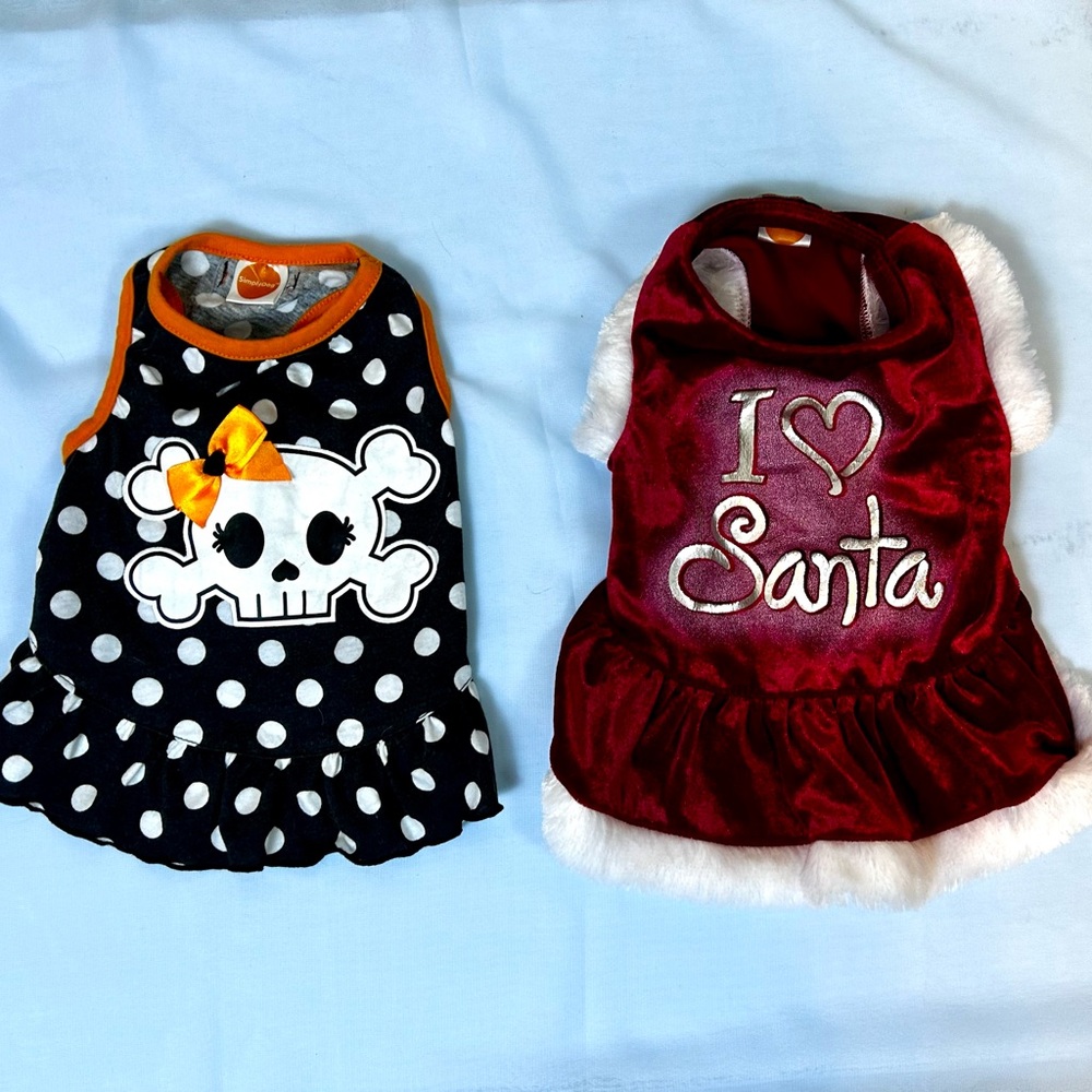 Bundle of 2 Holiday Pet/Dog Dresses Size Small